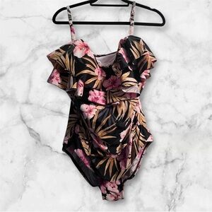 Kona Sol Tropical Floral One Piece Swimsuit